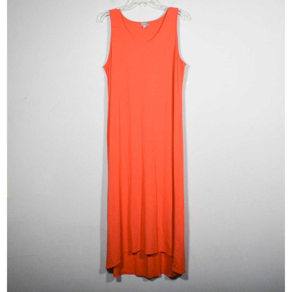 J. Jill Wearever Collection Orange Sleevless A-Line Maxi Tank Knit Dress Size L